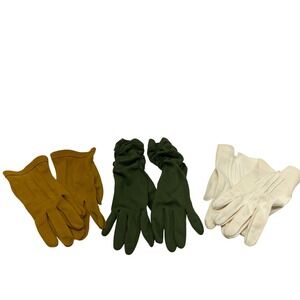 Vintage‎ 60s Women's gloves set of 3 Mustard Green White MCM Retro fashion